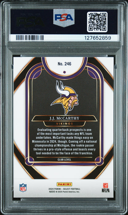 Graded 2024 Panini Select JJ McCarthy #246 Rookie RC Football Card PSA 10 Gem Mint