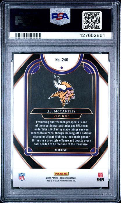 Graded 2024 Panini Select JJ McCarthy #246 Rookie RC Football Card PSA 9 Mint