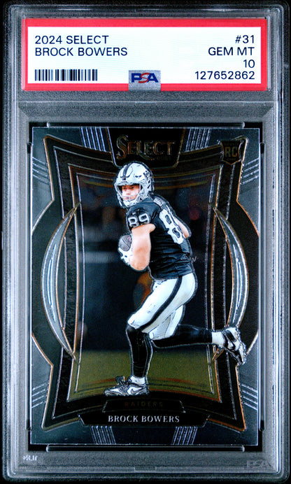 Graded 2024 Panini Select Brock Bowers #31 Rookie RC Football Card PSA 10 Gem Mint