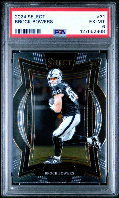 Graded 2024 Panini Select Brock Bowers #31 Rookie RC Football Card PSA 6 Excellent