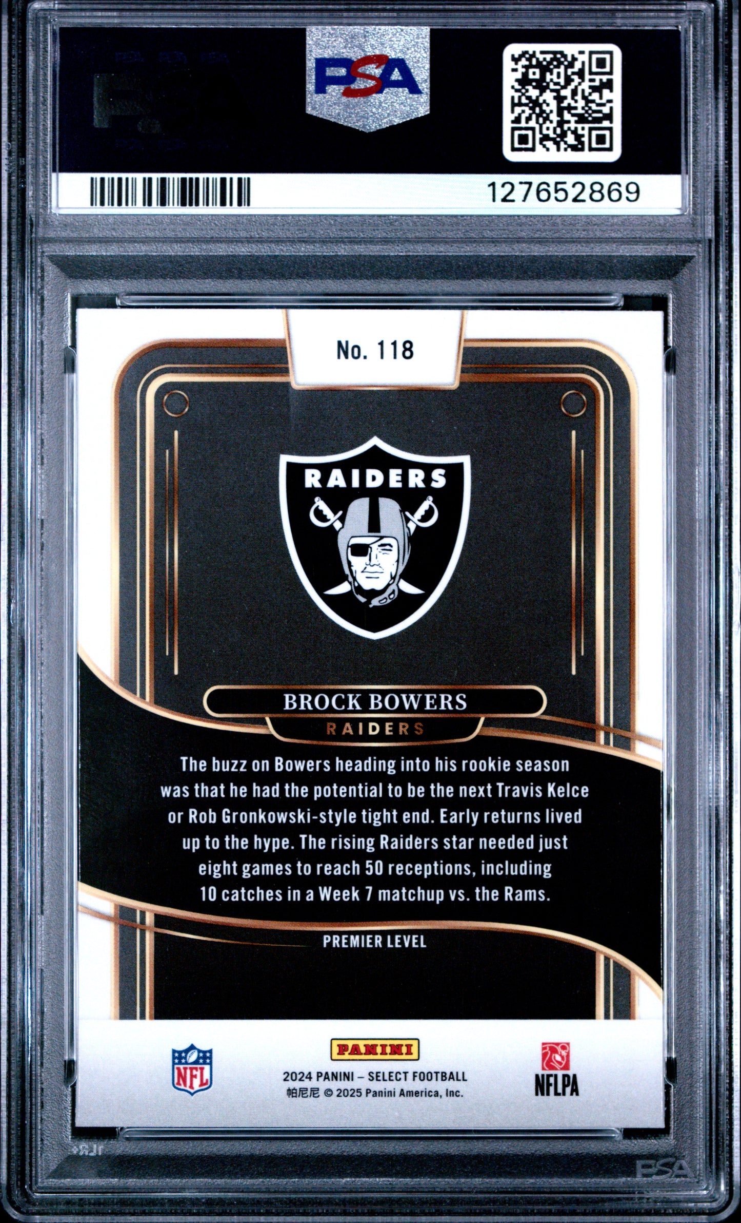 Graded 2024 Panini Select Brock Bowers #118 Rookie RC Football Card PSA 6 Excellent