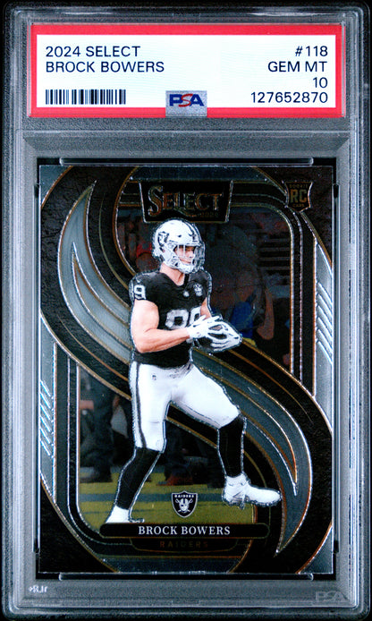 Graded 2024 Panini Select Brock Bowers #118 Rookie RC Football Card PSA 10 Gem Mint
