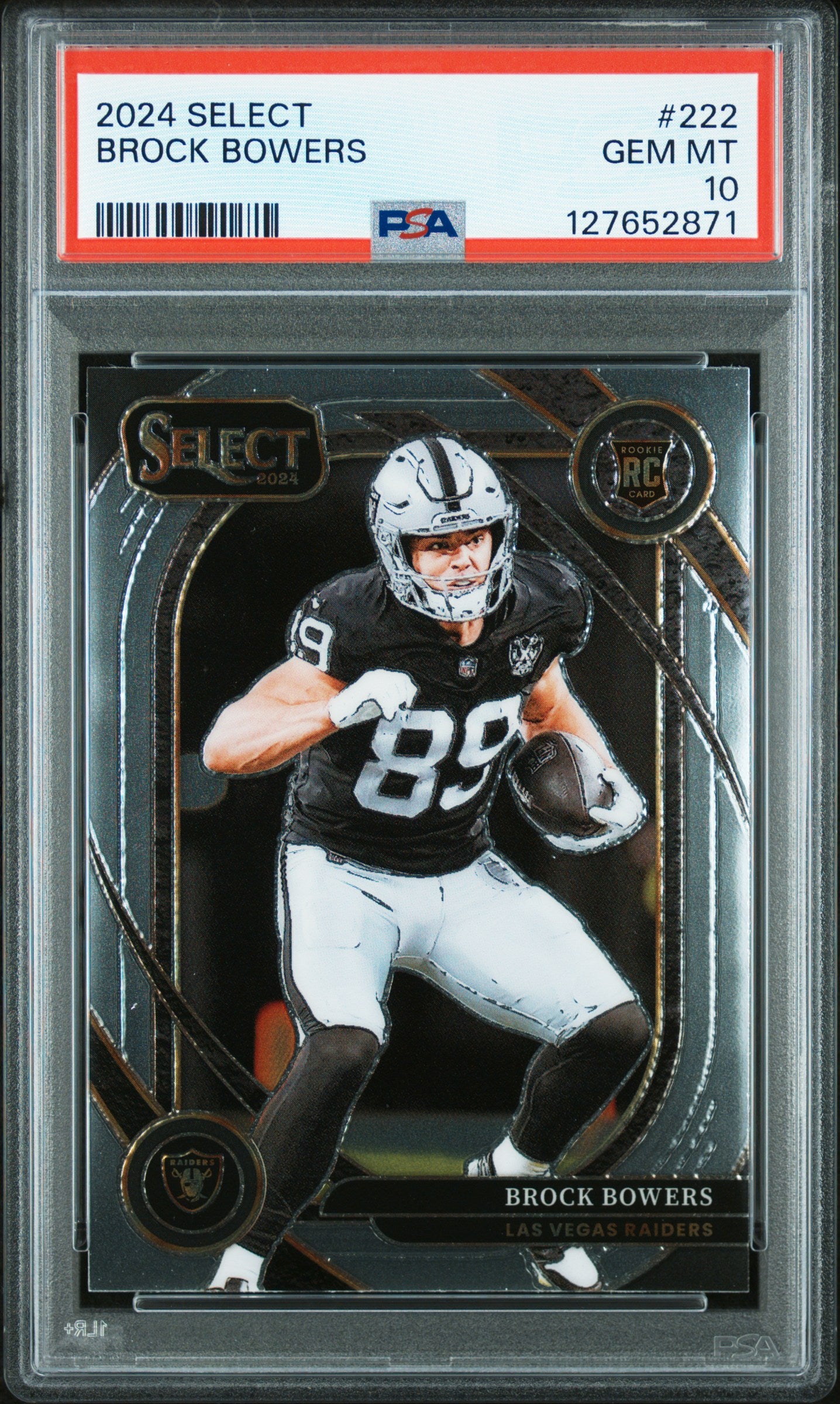 Graded 2024 Panini Select Brock Bowers #222 Rookie RC Football Card PSA 10 Gem Mint