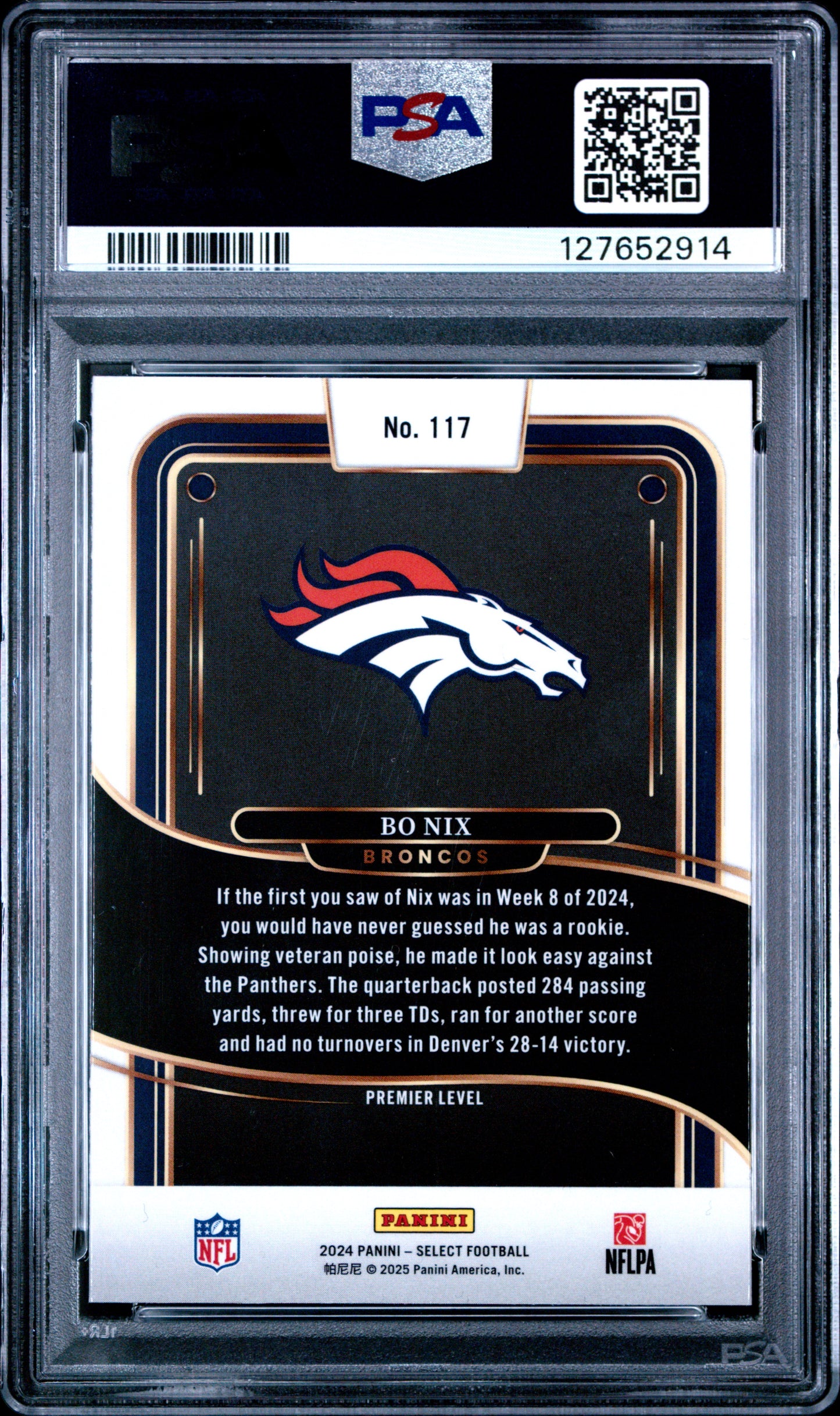 Graded 2024 Panini Select Bo Nix #117 Rookie RC Football Card PSA 6 Excellent