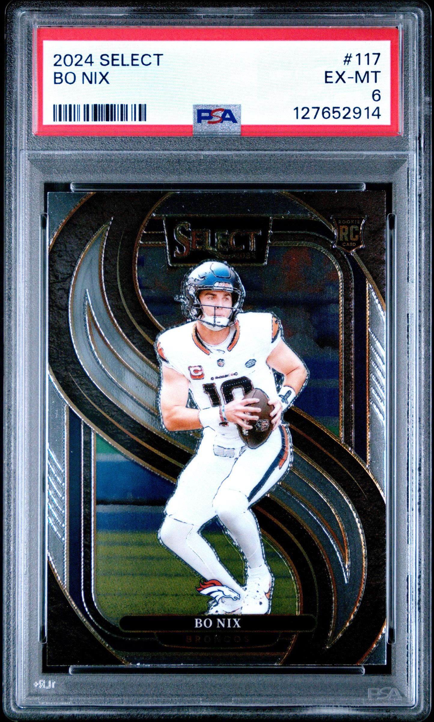 Graded 2024 Panini Select Bo Nix #117 Rookie RC Football Card PSA 6 Excellent