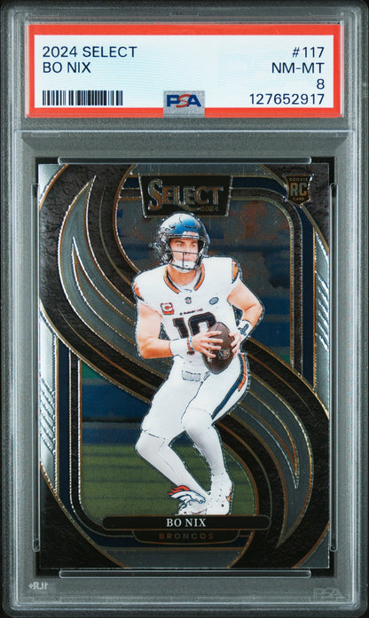 Graded 2024 Panini Select Bo Nix #117 Rookie RC Football Card PSA 8 Near Mint