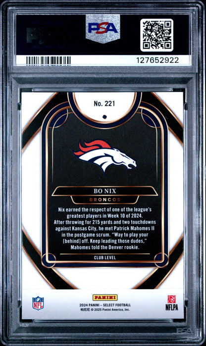 Graded 2024 Panini Select Bo Nix #221 Rookie RC Football Card PSA 8 Near Mint