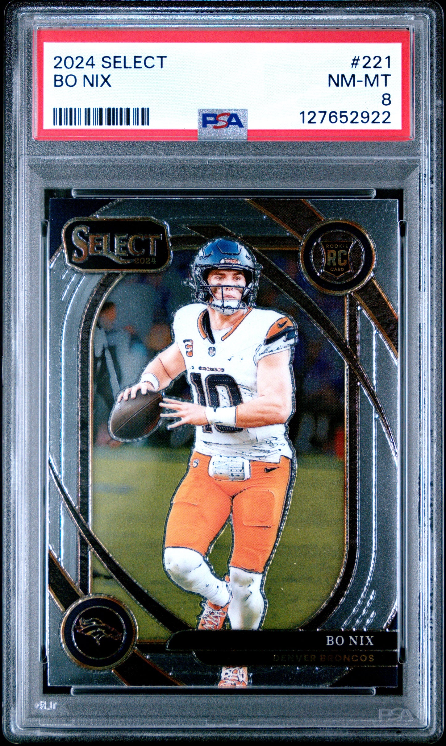 Graded 2024 Panini Select Bo Nix #221 Rookie RC Football Card PSA 8 Near Mint