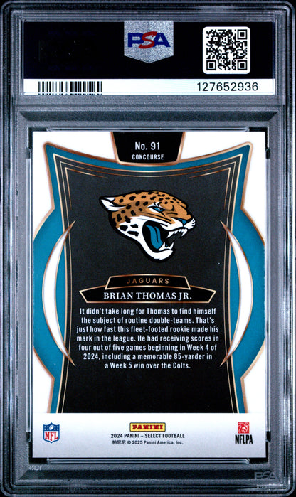 Graded 2024 Panini Select Brian Thomas Jr. #91 Rookie RC Football Card PSA 8 Near Mint