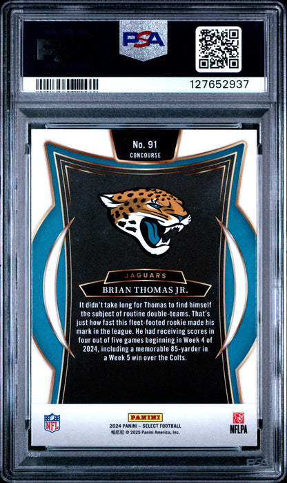 Graded 2024 Panini Select Brian Thomas Jr. #91 Rookie RC Football Card PSA 10 Gem Mint