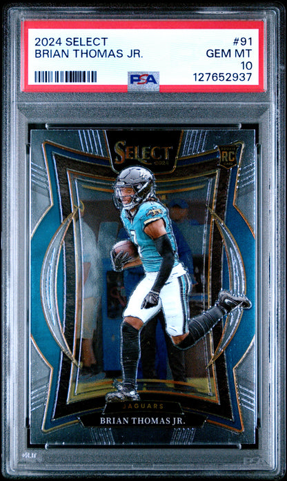 Graded 2024 Panini Select Brian Thomas Jr. #91 Rookie RC Football Card PSA 10 Gem Mint