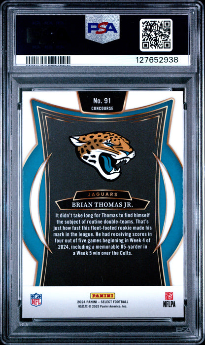 Graded 2024 Panini Select Brian Thomas Jr. #91 Rookie RC Football Card PSA 7 Near Mint
