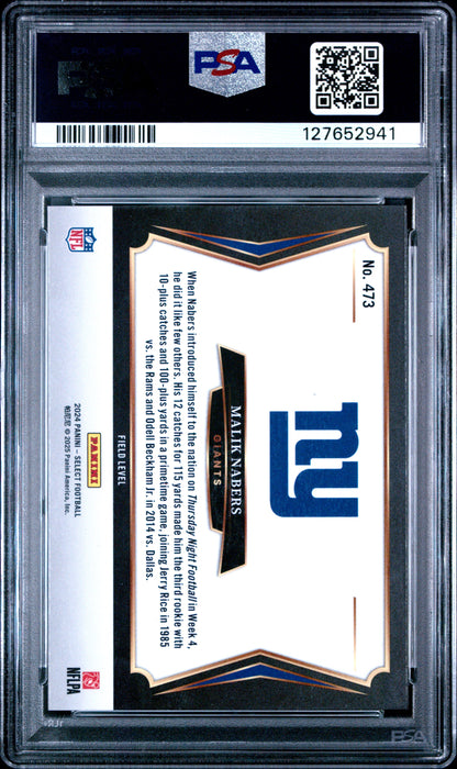 Graded 2024 Panini Select Malik Nabers #473 Rookie RC Football Card PSA 10 Gem Mint