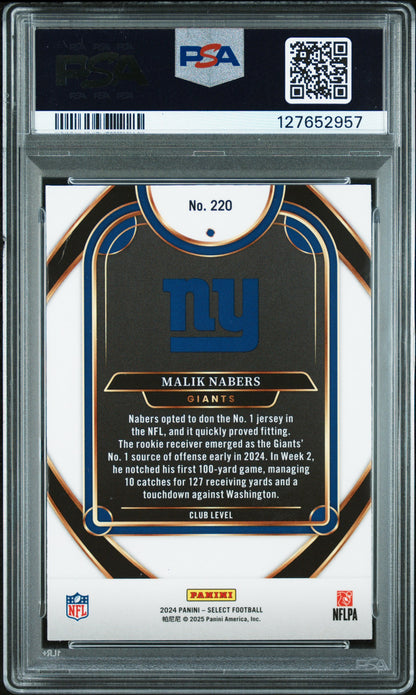 Graded 2024 Panini Select Malik Nabers #220 Rookie RC Football Card PSA 5 Excellent