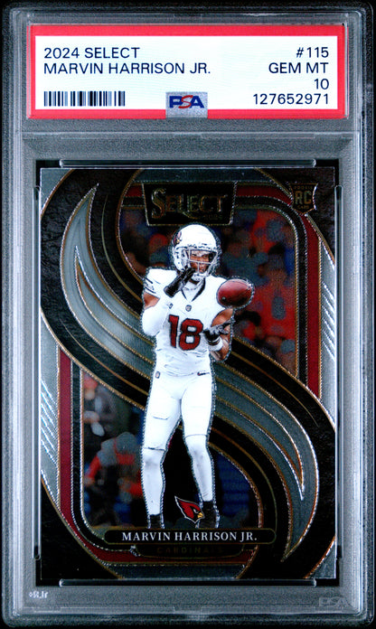 Graded 2024 Panini Select Marvin Harrison Jr. #115 Rookie RC Football Card PSA 10 Gem Mint