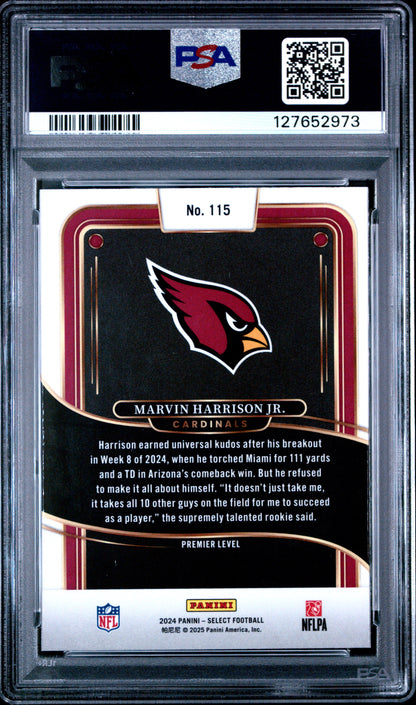 Graded 2024 Panini Select Marvin Harrison Jr. #115 Rookie RC Football Card PSA 7 Near Mint