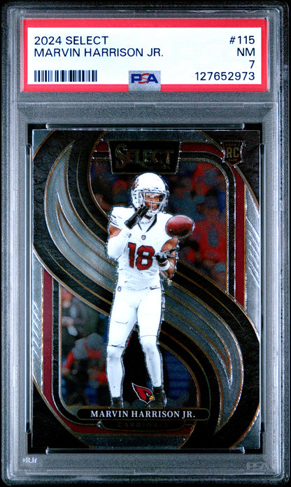 Graded 2024 Panini Select Marvin Harrison Jr. #115 Rookie RC Football Card PSA 7 Near Mint