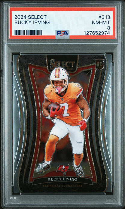 Graded 2024 Panini Select Bucky Irving #313 Rookie RC Football Card PSA 8 Near Mint