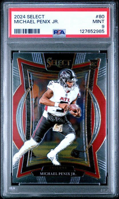 Graded 2024 Panini Select Michael Penix Jr. #80 Rookie RC Football Card PSA 9 Mint