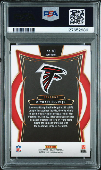 Graded 2024 Panini Select Michael Penix Jr. #80 Rookie RC Football Card PSA 8 Near Mint