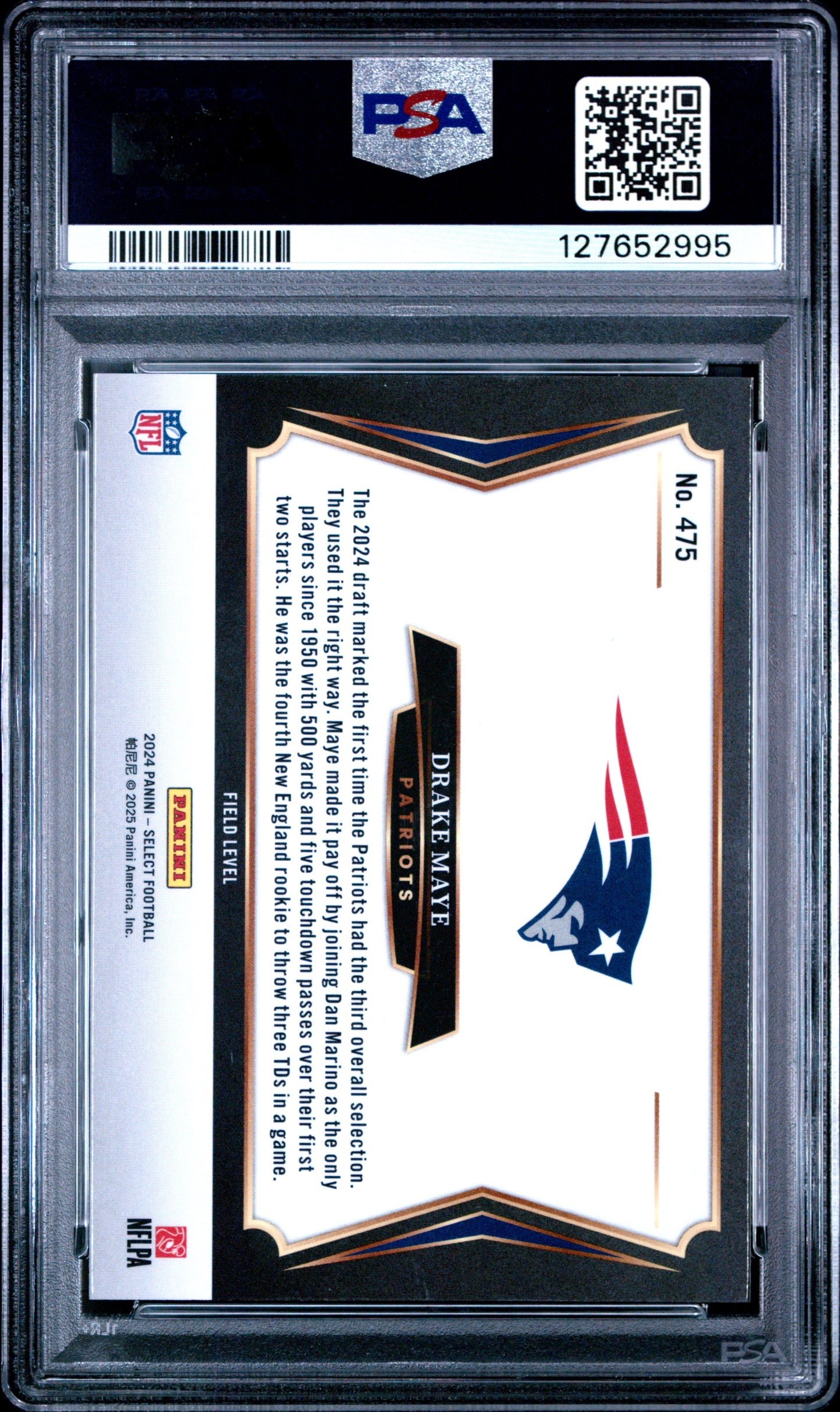 Graded 2024 Panini Select Drake Maye #475 Rookie RC Football Card PSA 8 Near Mint