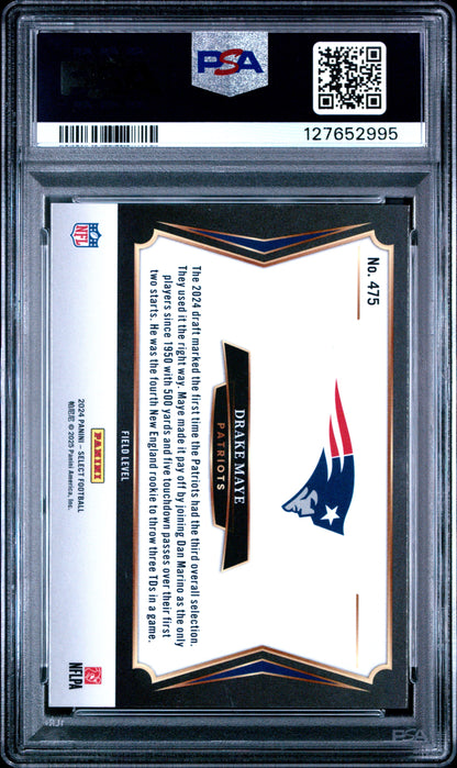 Graded 2024 Panini Select Drake Maye #475 Rookie RC Football Card PSA 8 Near Mint