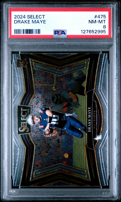 Graded 2024 Panini Select Drake Maye #475 Rookie RC Football Card PSA 8 Near Mint