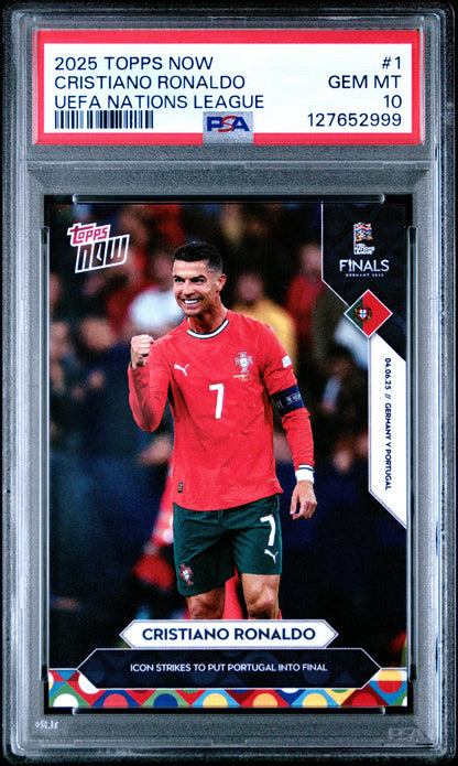 Graded 2025 Topps Now UEFA Nations League Cristiano Ronaldo #1 Soccer Card PSA 10 Gem Mint