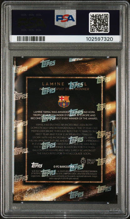 Graded 2024 Topps Now Ballon D'Or Trophy Winner Lamine Yamal Rookie RC Soccer Card PSA 10 Gem Mint