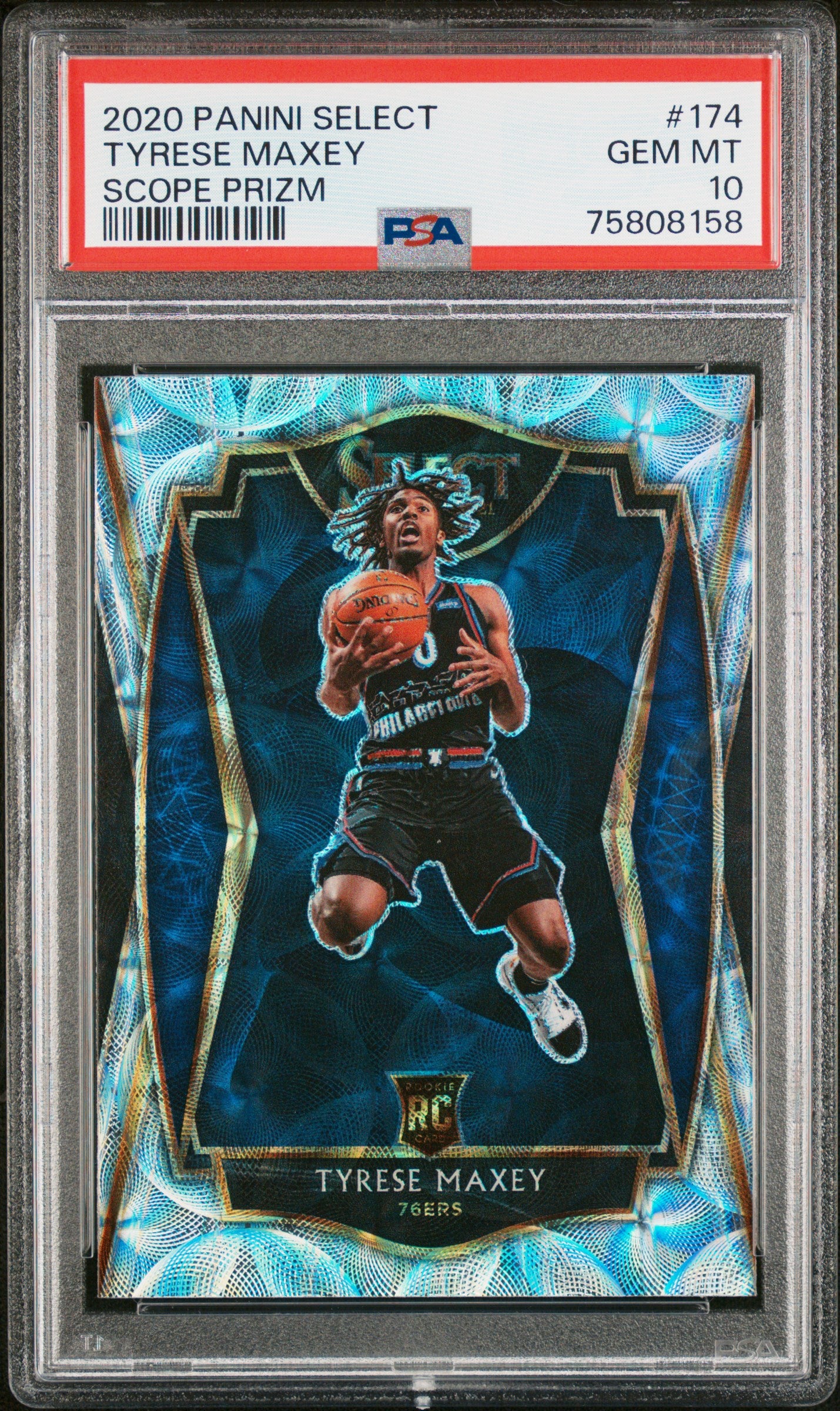 Graded 2020 Panini Select Tyrese Maxey #174 Scope Prizm Rookie RC Basketball Card PSA 10 Gem Mint
