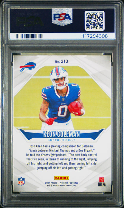 Graded 2024 Panini Phoenix Keon Coleman #213 Lazer Rookie RC Football Card PSA 10 Gem Mint