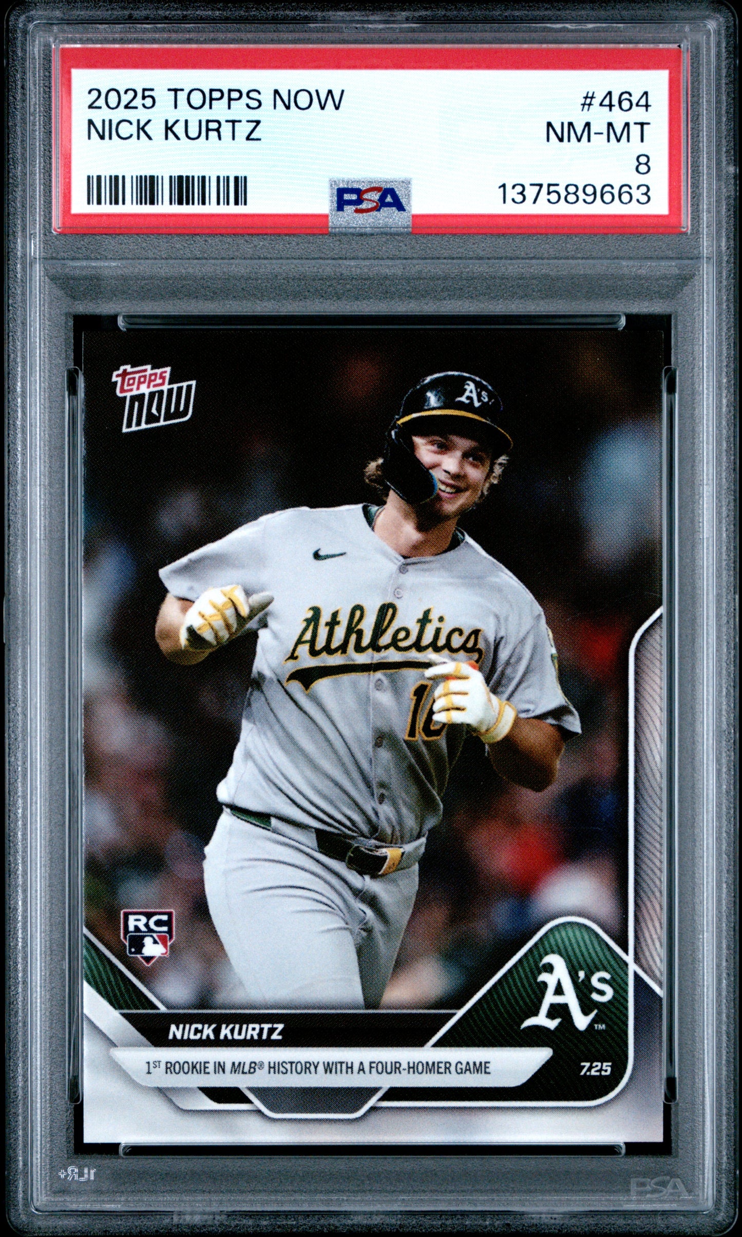 Graded 2025 Topps Now Nick Kurtz #464 Rookie RC Baseball Card PSA 8 Near Mint