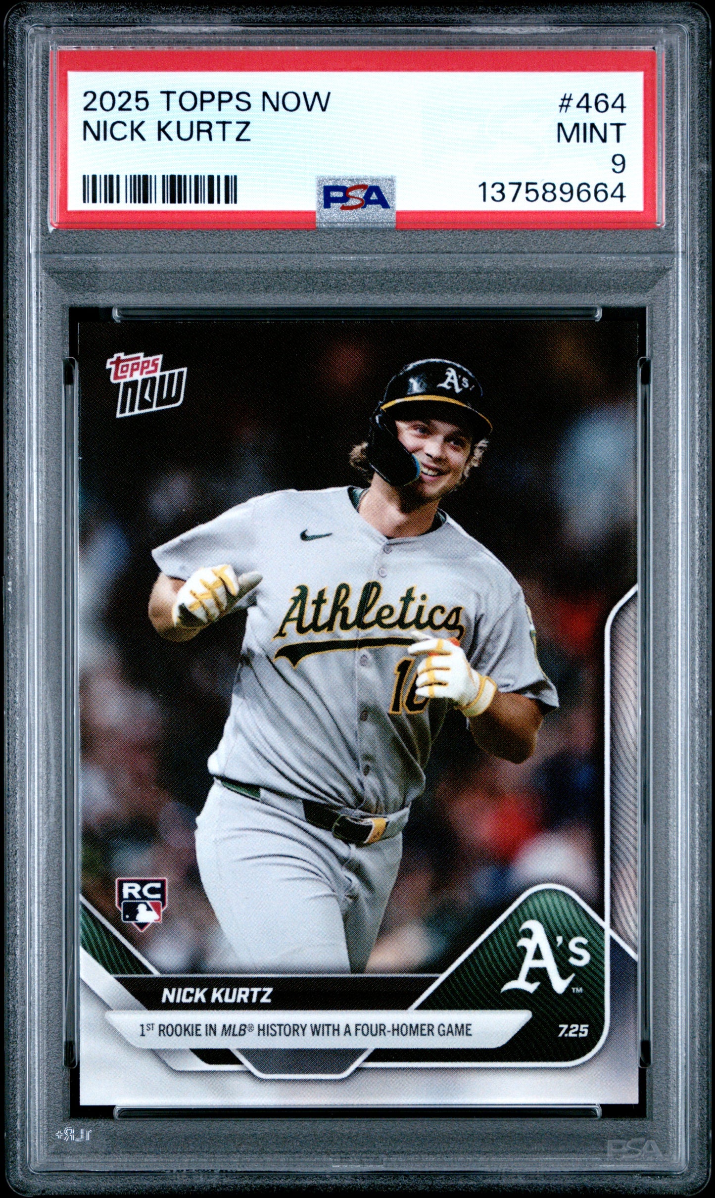 Graded 2025 Topps Now Nick Kurtz #464 Rookie RC Baseball Card PSA 9 Mint
