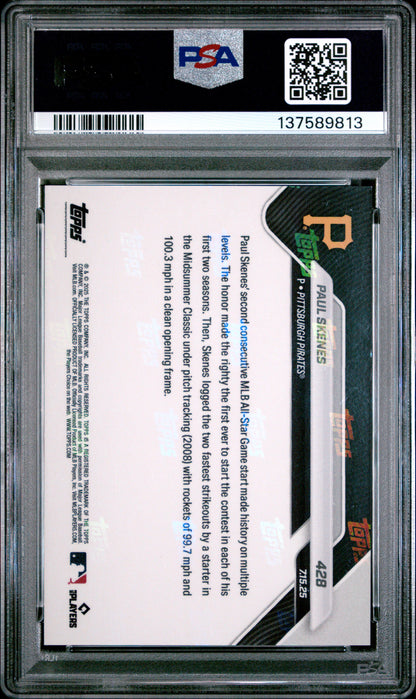 Graded 2025 Topps Now Paul Skenes #428 Baseball Card PSA 9 Mint
