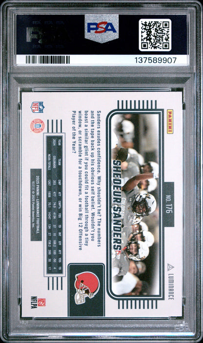 Graded 2025 Panini Luminance Shedeur Sanders #176 Rookie RC Football Card PSA 10 Gem Mint