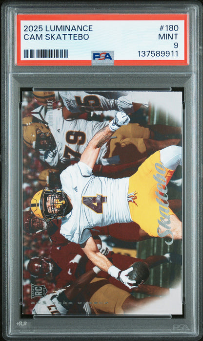 Graded 2025 Panini Luminance Cam Skattebo #180 Rookie RC Football Card PSA 9 Mint