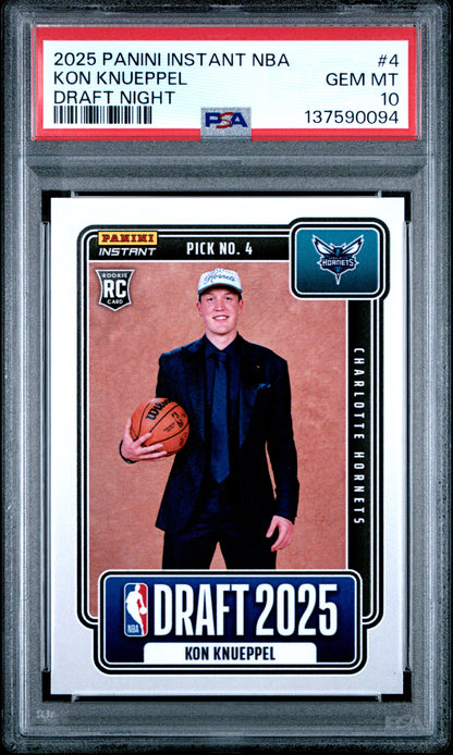 Graded 2025 Panini Instant Kon Knueppel #4 Draft Night Rookie RC Basketball Card PSA 10 Gem Mint