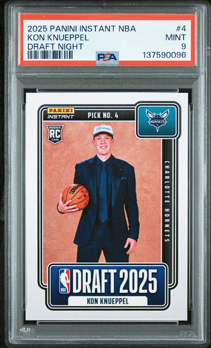 Graded 2025 Panini Instant Kon Knueppel #4 Draft Night Rookie RC Basketball Card PSA 9 Mint