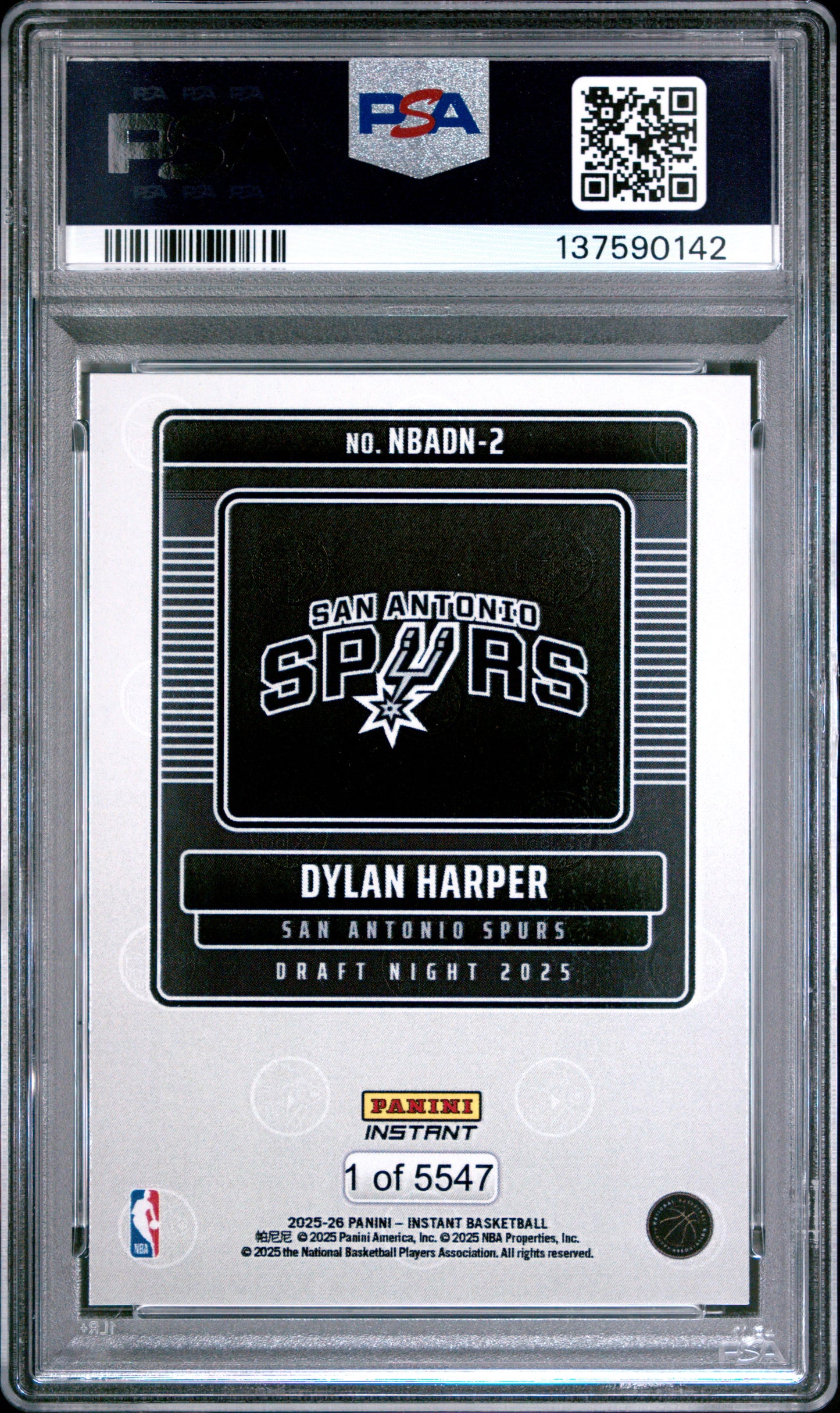 Graded 2025 Panini Instant Dylan Harper #2 Draft Night Rookie RC Basketball Card PSA 6 Excellent