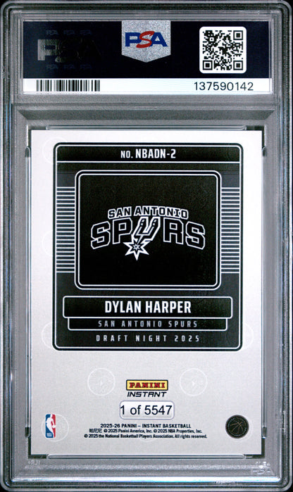 Graded 2025 Panini Instant Dylan Harper #2 Draft Night Rookie RC Basketball Card PSA 6 Excellent
