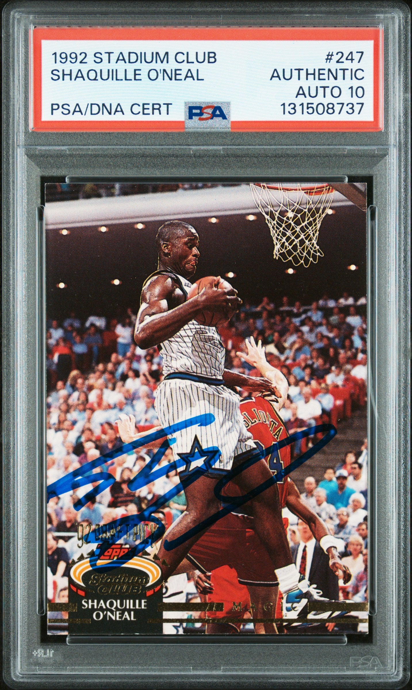 Graded 1992-93 Stadium Club Shaquille O'Neal #247 Rookie RC Basketball Card PSA 10 Auto Grade Gem Mint