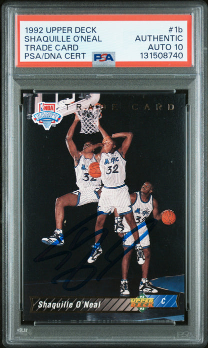 Graded 1992-93 Upper Deck Shaquille O'Neal #1b Rookie RC Basketball Card PSA 10 Auto Grade Gem Mint