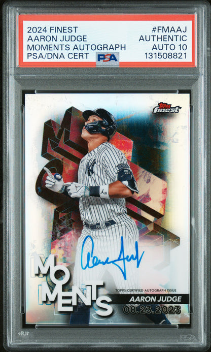 Graded 2024 Topps Finest Aaron Judge #FMA-AJ Finest Moments Autographs Baseball Card PSA 10 Auto Grade Gem Mint