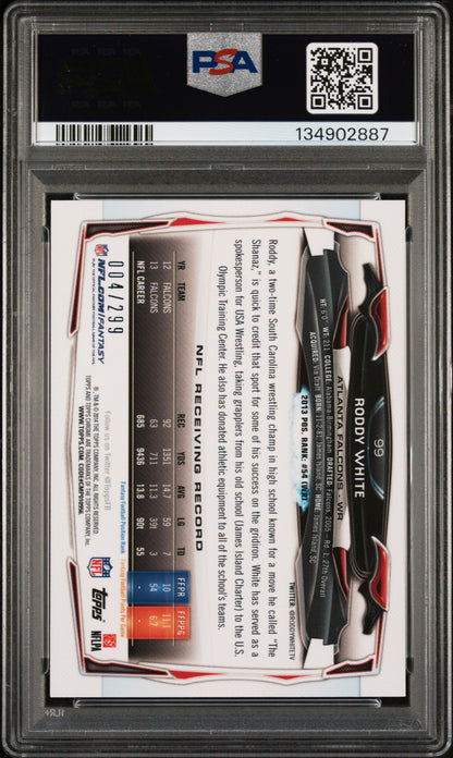 Graded 2014 Topps Chrome Roddy White #99 Black Refractors Football Card PSA 10 Gem Mint