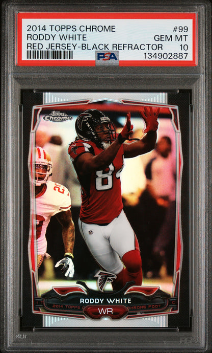 Graded 2014 Topps Chrome Roddy White #99 Black Refractors Football Card PSA 10 Gem Mint