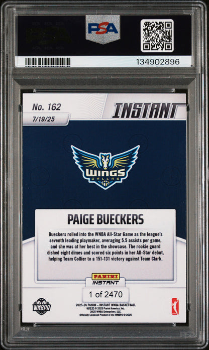 Graded 2025 Panini Instant Paige Bueckers #162 Rookie RC Basketball Card PSA 8 Near Mint