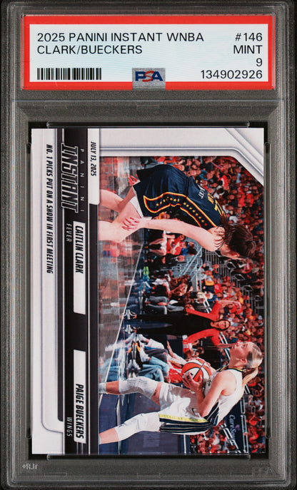 Graded 2025 Panini Instant Caitlin Clark/Paige Bueckers #146 Basketball Card PSA 9 Mint