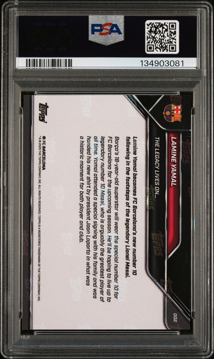 Graded 2025 Topps Now Lamine Yamal #2 FC Barcelona Soccer Card PSA 9 Mint