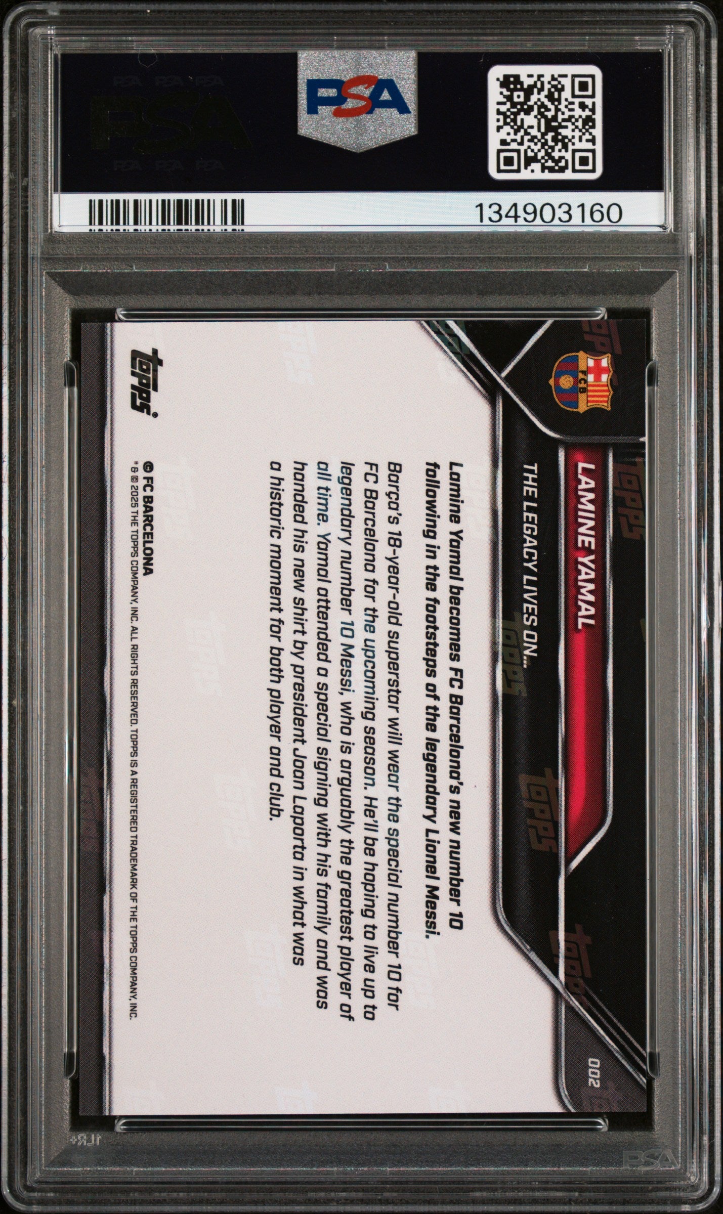 Graded 2025 Topps Now Lamine Yamal #2 FC Barcelona Soccer Card PSA 3 Very Good