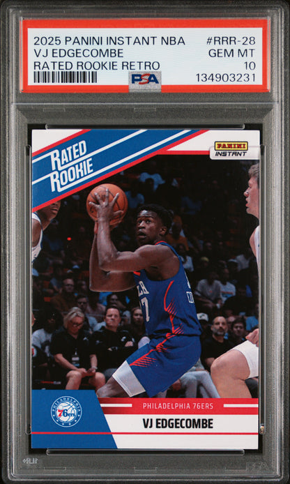 Graded 2025 Panini Instant VJ Edgecombe #RRR28 Rated Rookie Retro Rookie RC Basketball Card PSA 10 Gem Mint